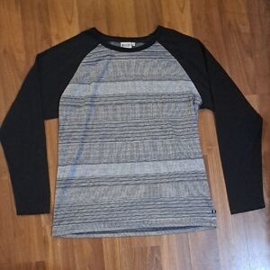 Mens Black Raglan Long Sleeve Striped Tee